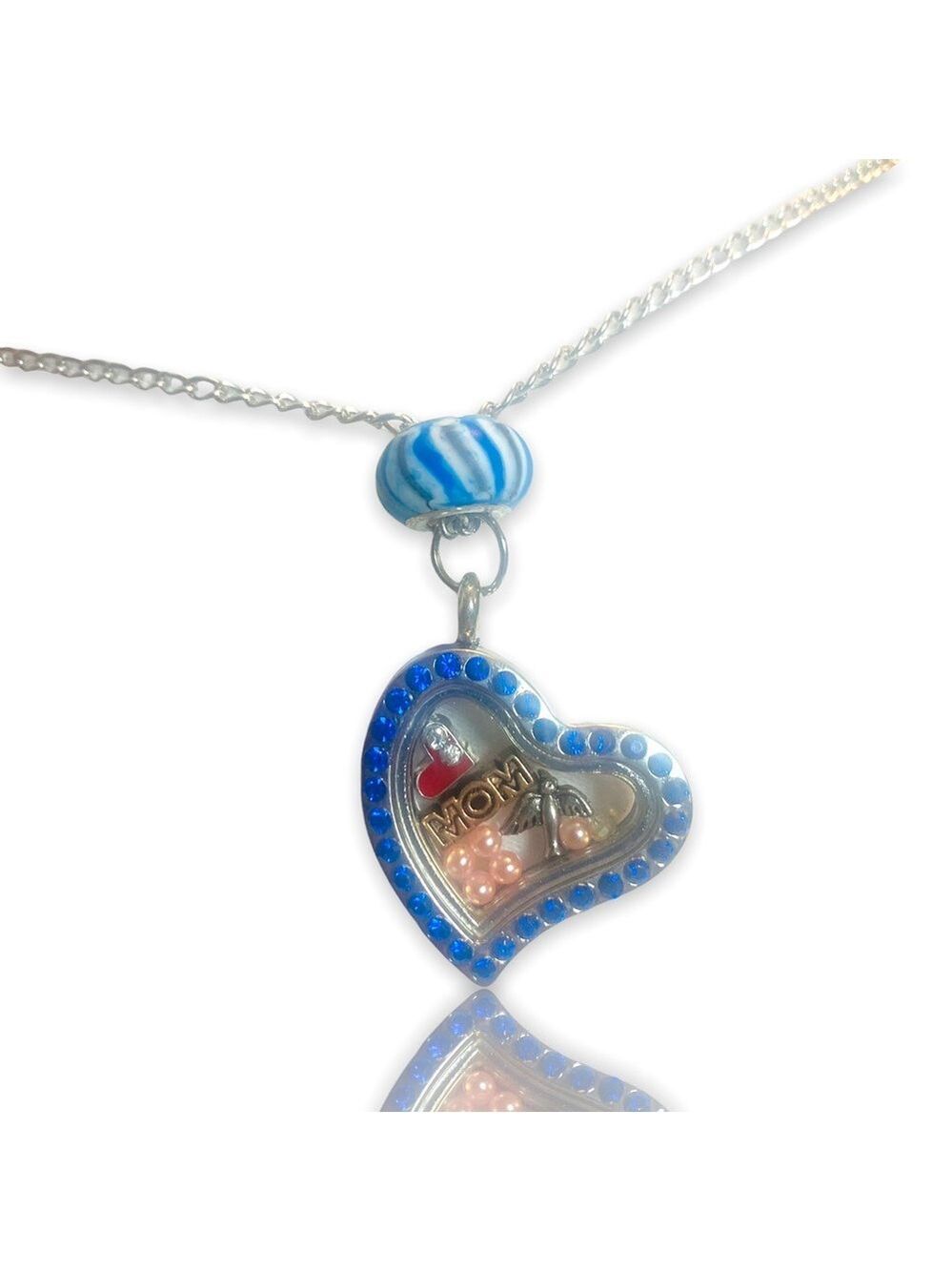 MOM boutique heart charm locket pendant necklace + FREE CHARM EXTRAS!